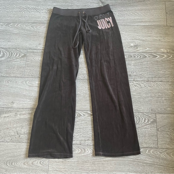 JUICY COUTURE Brown Velour Wide Leg Pants with Bling | Made in USA | Size M EUC - Picture 3 of 15